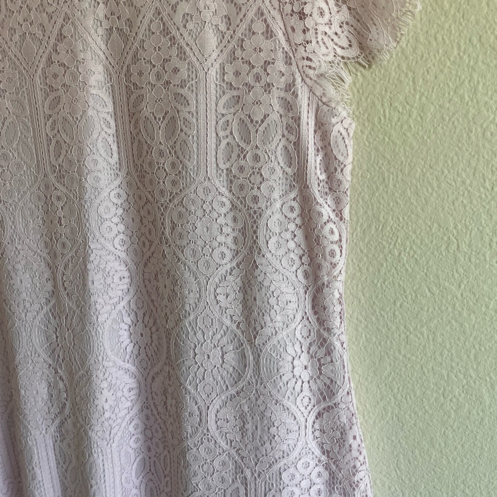 MI AMI - Francesca’s - Boutique Pink Lace Mini Dress Cap Sleeve Women’s Large - Picture 13 of 15